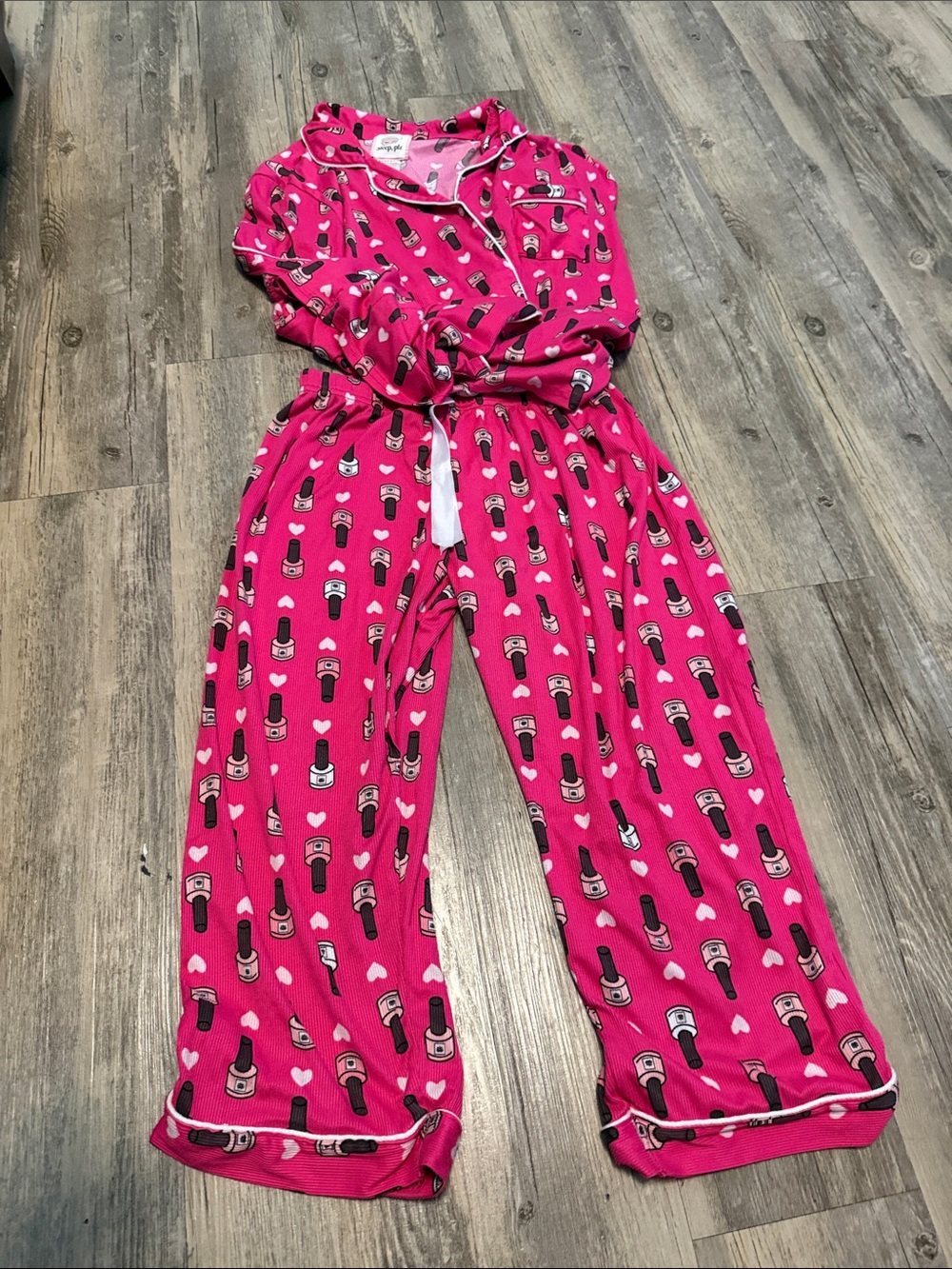 Women's Pink Nail Polish Print Pajama Jumpsuit